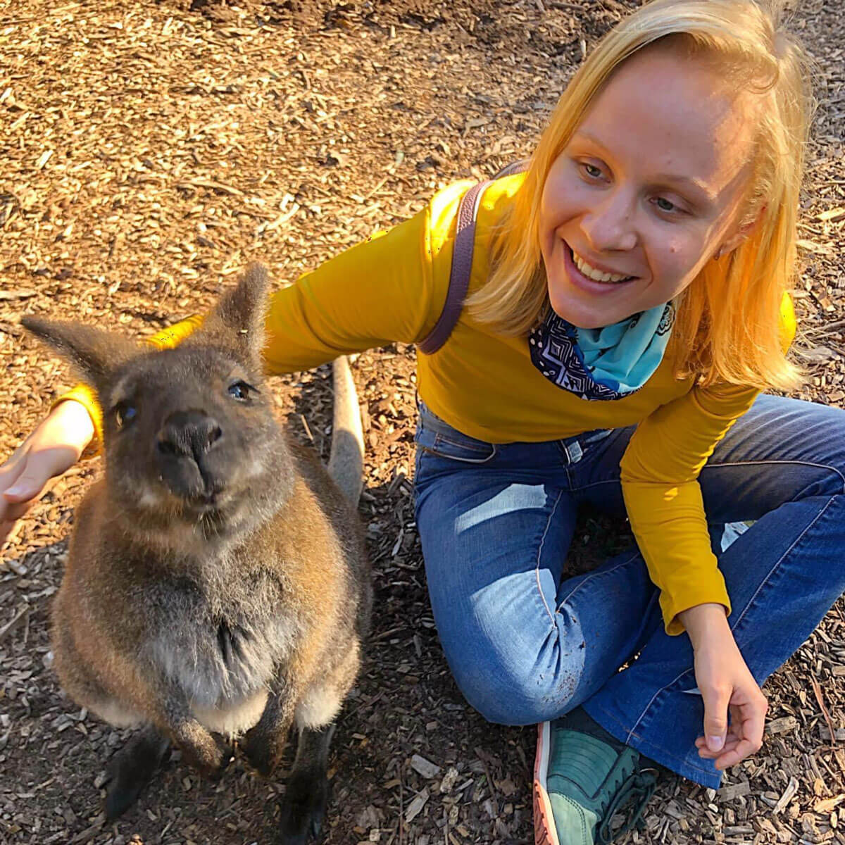 Marina with a wallaby